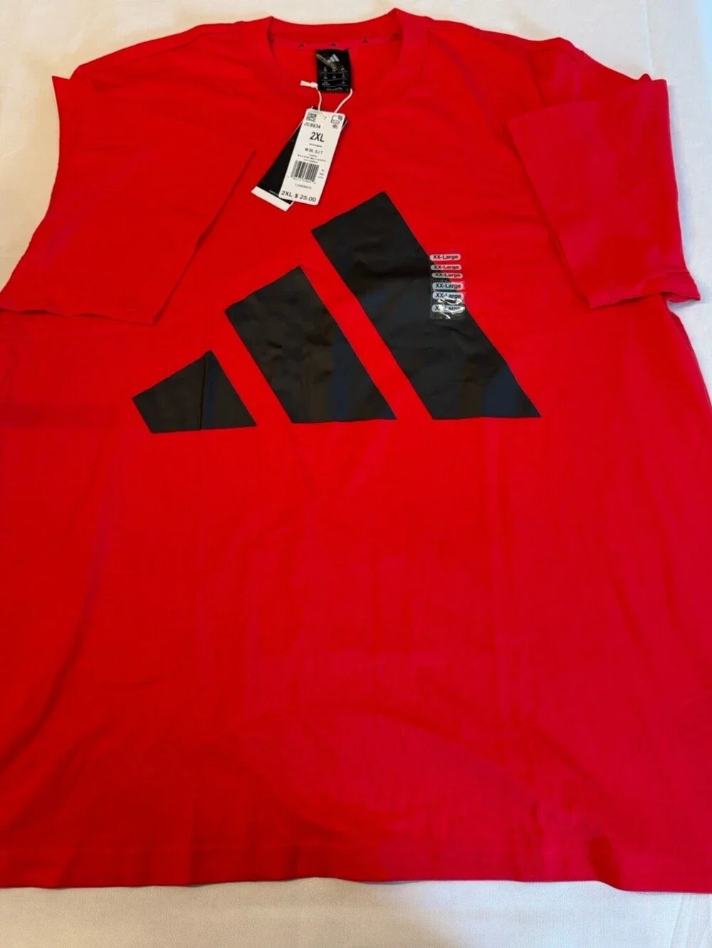 Adidas Big Logo Graphic T-Shirt Men’s 2XL Red Black Short Sleeve NWT Active